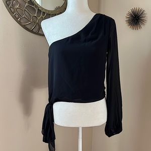 NWT Black One Shoulder Top with Side Tie